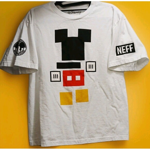 Disney Neff Mickey Mouse T-Shirt Men’s L White Graphic Streetwear Tee - Picture 1 of 6